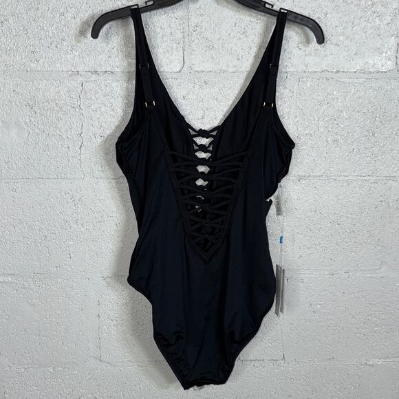 Bleu by Rod Beattie Let's Get Knotty Draped 1 Piece Swimsuit black 10 $119 - Picture 10 of 13